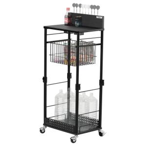 BLITZER(ブリッツァー) 昇降機能付き ダーツサイドラック 自宅でダーツバーのように遊べる ドリンクホルダー 収納付きラック BOP38-BK -メーカー直送-