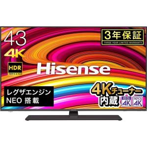 【代引不可】ハイセンス(Hisense) 43V型 4Kチューナー内蔵液晶テレビ レグザエンジンNEO搭載 HDR対応 (W裏番組録画) 43A6800 -人気商品-