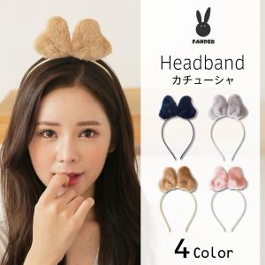カチューシャ 大人 リボン 髪飾り ヘアバンド ネイビー グレー