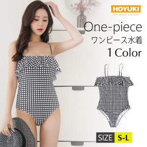 【メール便発送】ワンピース水着 レディース 水着 ノンワイヤー チェック 海 プール 女の子 おしゃれ 体型カバー 流行 ママ水着 ぽっちゃり 大きいサイズ