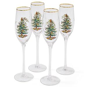 1 - Spode Christmas Tree Champagne Flutes Set of 4...