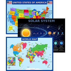 World Map Poster  United States USA Map  Solar Sys...