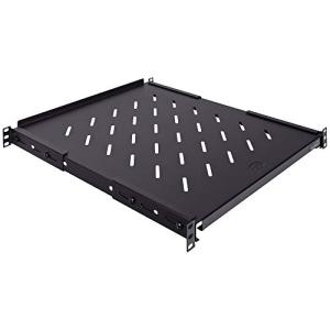 NavePoint ベント付き4ポストシェルフ 調節可能 ブラック 奥行550mm 1U 240ポンド 冷間圧延鋼 CE準拠 並行輸入