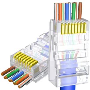 貫通式 RJ45 LAN コネクタ 30個入 CAT6 CAT5E LANケーブル用 貫通型 LAN...