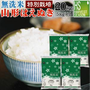 令和5年産 無洗米 5kg×4 はえぬき 20kg 山形県産 特別栽培米 お米 送料無料｜hseason