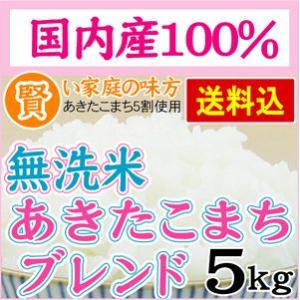 無洗米 あきたこまち ブレンド 5kg 送料無料 国内産100％