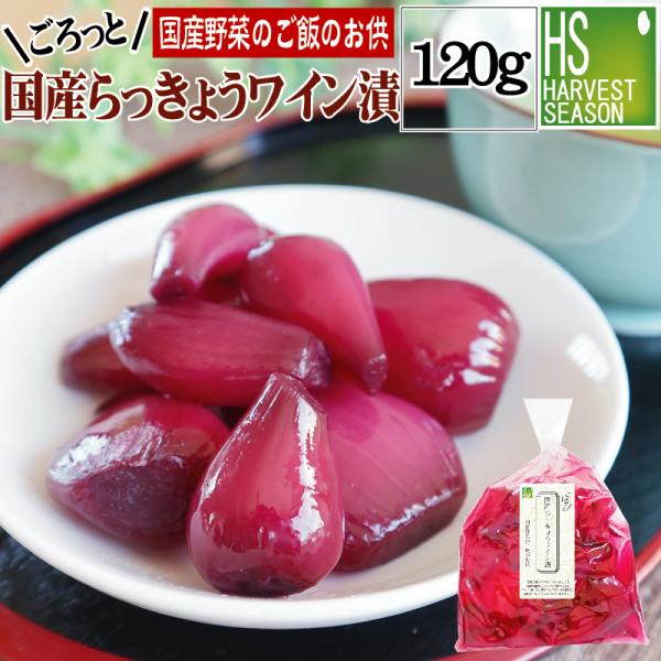 送料別 国産野菜のご飯のお供 国産らっきょうワイン漬120g 4個までメール便配送可/代引&amp;着日時指...