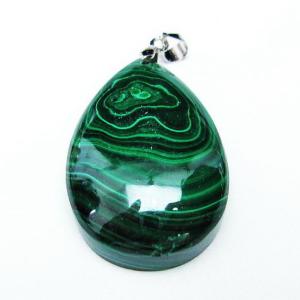 1点物】天然高発色◇天眼模様 マラカイト(孔雀石) 45x32mm ドロップ