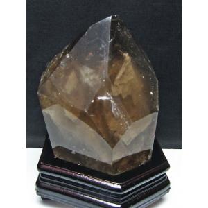 スモーキークォーツ 六角柱 煙水晶 5.2Kg 台座付属 送料無料 一点物