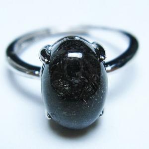 パワーストーン 天然石 ブラックルチルクォーツ指輪(16号) t343-1251｜hsk-stone