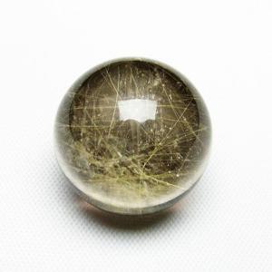 ルチルクォーツ 丸玉 ゴールドタイチンルチル水晶 32mm t145-2565 : 誠