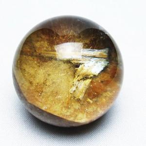 パイライトインクォーツ (約14.5mm珠) AAAA 黄鉄鉱入り水晶 丸玉