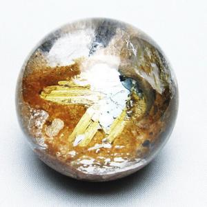 ゴールドタイチンルチル入り 水晶 丸玉 14mm t145-2305 : 銀座東道