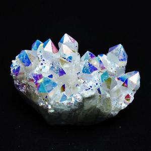パワーストーン 天然石 レインボーオーラ水晶クラスター t693-4632