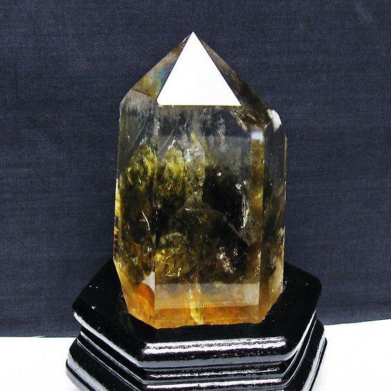 パワーストーン 天然石 虹入りシトリン水晶六角柱 t719-5021