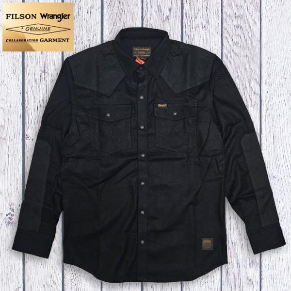 FILSON × Wrangler アドベンチャーシャツ メンズ ブラック デニム ワックスコットン...