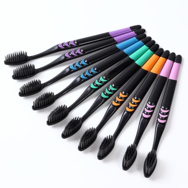 歯ブラシ 活性炭 ホワイトニング を助け歯茎を傷つけない柔らかタッチ 10本セット