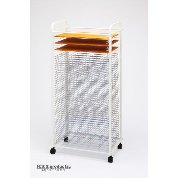 HIRANO　スリム絵画乾燥棚（作品乾燥棚）差込式５０段ＥＸ　粘土乾燥用ベニヤ板３枚付（画板整理兼用...