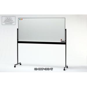日本製　移動式片面ホワイトボード（キャスター脚付き）900×1800　メタリックブラック脚　（片面固...