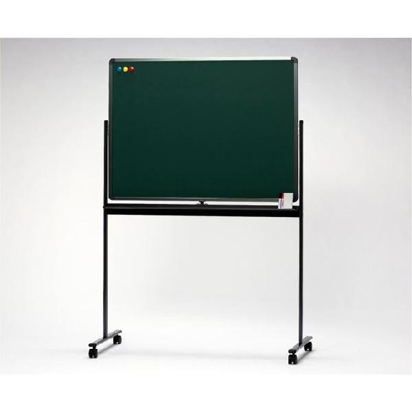 日本製　移動式ホワイトボード（黒板）（キャスター脚付き）900×1200　メタリックブラック脚　（回...