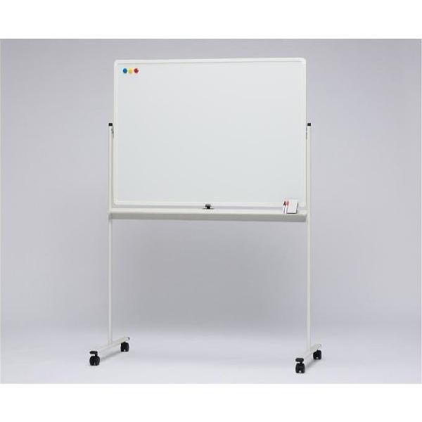 日本製　移動式ホワイトボード（キャスター脚付き）900×1200　ホワイト脚　（回転式：両面ホワイト...