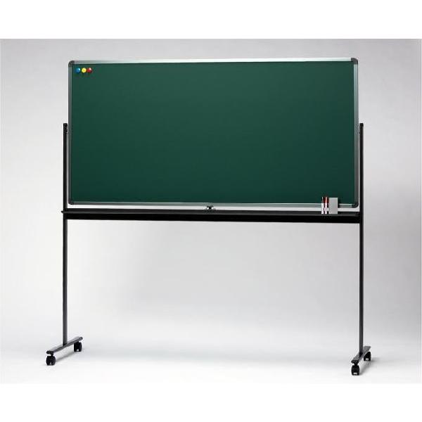 日本製　移動式ホワイトボード（黒板）（キャスター脚付き）900×1800　メタリックブラック脚　（回...