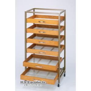 HIRANO　粘土作品乾燥棚６段式　キャスタータイプ（引出し底：穴あきスチールボード仕様）