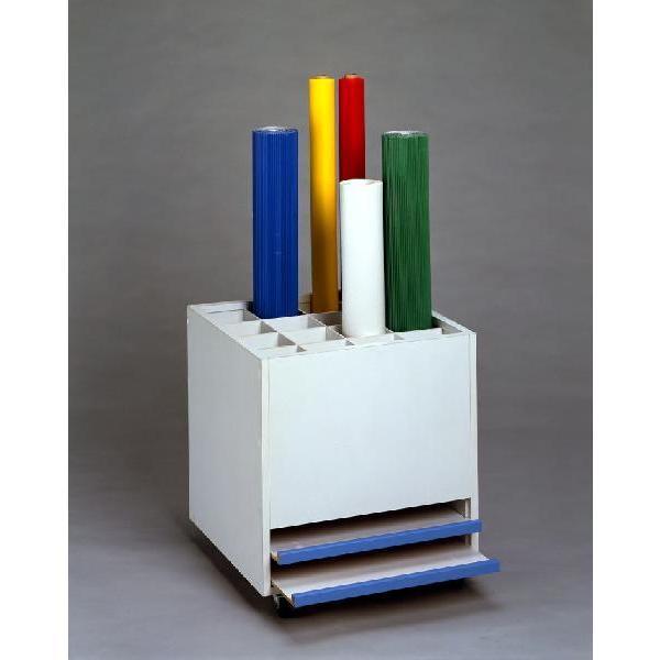 (平野システム作業台)巻紙・ロール用紙整理棚（２段画用紙引出し付き）（組立必要）