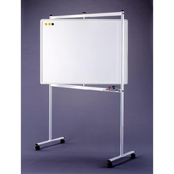 日本製　HIRANO　左右回転ホワイトボード（キャスター脚付き）　900×1200（ホワイト脚）