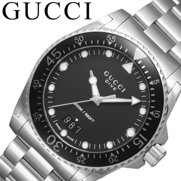 グッチ 腕時計 GUCCI 時計 ダイヴ DIVE メンズ ブラック シルバー 男性 仕事 ビジネス...