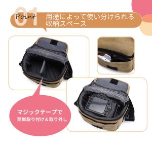 【即納】カメラバッグ ショルダー 一眼レフ 可...の詳細画像2