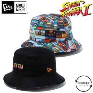 2024SS New Era バケット01 リバーシブル STREET FIGHTER II ニューエラ ストリートファイターII ステージ ブラック オールオーバープリント バケハ 送料無料｜htcgolf