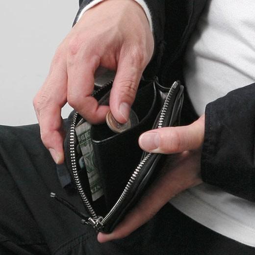 財布 TRION トライオン ジッパー式短財布 メンズ ビジネス レザー 本革 革