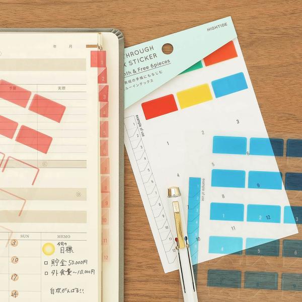 インデックスシール シースルーインデックスステッカー 手帳 デコレーション  透明 クリア ハイタイ...