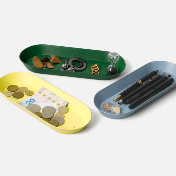 ペントレイ デスクトレイ オーバルトレイ（スチール） メモ帳 ペン トレイ デスクトレー 机上収納 ...