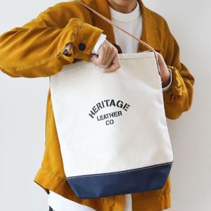 トートバッグ HERITAGE LEATHER バケット トート バケツ型 大きめ アメリカ 帆布 キャンバス レザー 革 ヘリテージレザー｜htdd