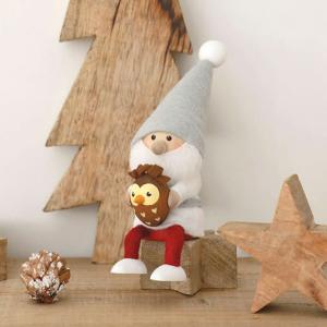 NORDIKA nisse ノルディカ ニッセ 人形 フクロウを抱えたサンタ サンタ サンタクロース クリスマス オブジェ 飾り 木製 北欧 雑貨 置物 プレゼント ギフト｜htdd