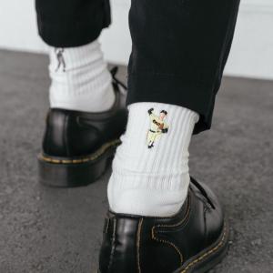 靴下 decka Pile Socks Embroidery by BRU NA BOINNE デカ パイルソックス メンズ 刺繍 日本製 クルーソックス アート パイル かわいい おしゃれ プチギフト｜htdd