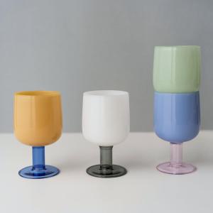 ワイングラス amabro TWO TONE WINE GLASS アマブロ ツートーン 低い カジュアル ビール ジュース デザート ステム 短い ギフト シンプル おしゃれ レストラン｜htdd