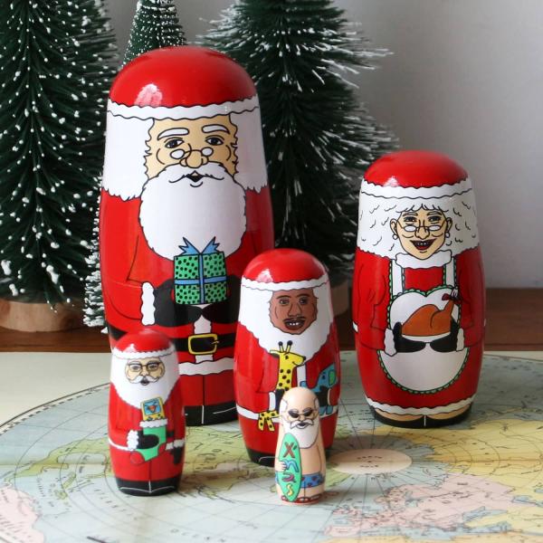 インテリア マトリョーシカ サンタクロース WORLD MERRY CHRISTMAS ワールドメリ...