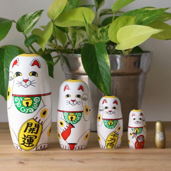 インテリア マトリョーシカ 招き猫 LUCKY CAT ラッキーキャット マトリョーシカ 人形 オブ...