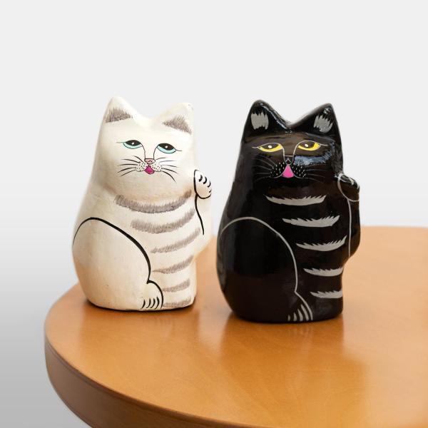 招き猫 amabro アマブロ インドの招き猫 PAPER MACHE CAT DOLL  置物 オ...