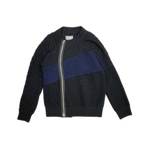 sacai / サカイ | 異素材 切替 ドッキング ケーブル ニット セーター 3