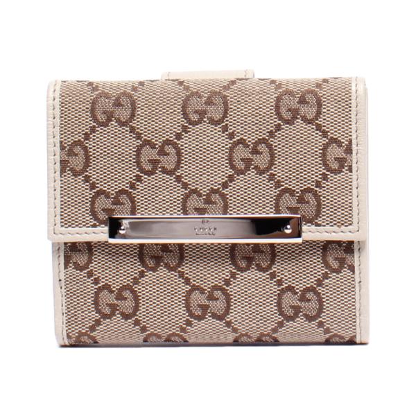 美品 グッチ 二つ折り財布 112716 1147 GGキャンバス レディース GUCCI 中古