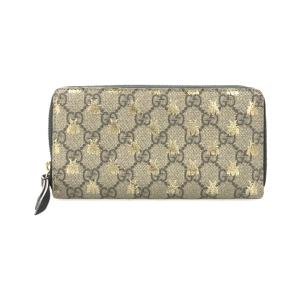 グッチ ラウンドファスナー長財布 ビー ハチ付き 410102 0959 GGスプリーム レディース GUCCI 中古｜hugall