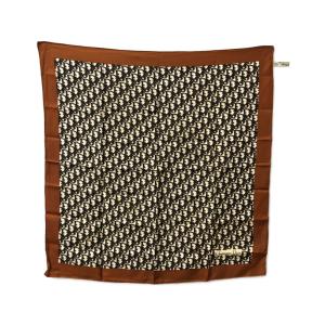 美品✨クリスチャンディオール　スカーフ　トロッター　シルク　ブラウン　Dior Christian Dior ディオール トロッター シルク スカーフ ネイビー