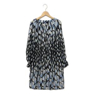 美品 ダイアンフォンファステンバーグ 総柄シースルー長袖ワンピース レディース SIZE ６ (L) DIANE von FURSTENBERG 中古｜hugall