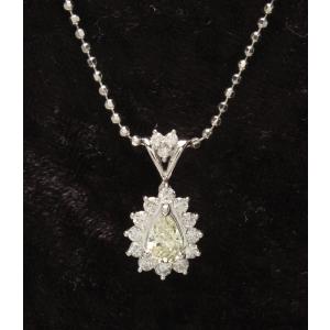 美品 ネックレス Pt900 Pt850 ペアシェイプダイヤ0.544ct 0.50ct レディース   中古｜hugall