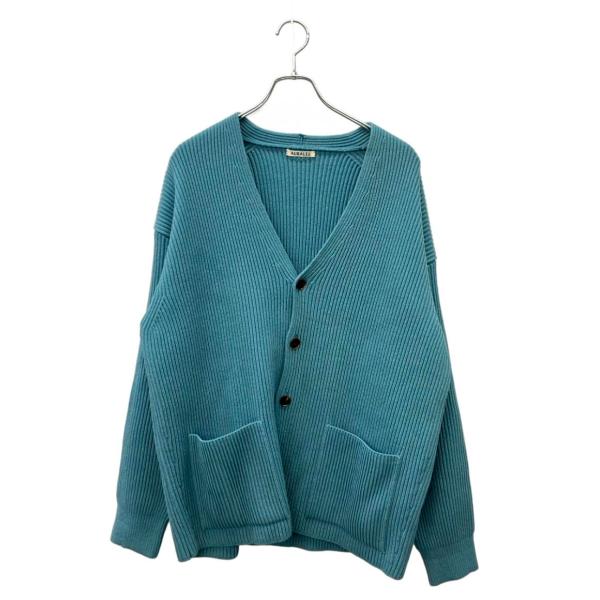 美品 オーラリー 長袖カーディガン ウール リブニット ビッグ 22AW RIB KNIT BIG ...