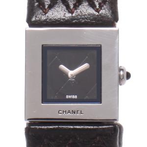 シャネル 腕時計 マトラッセ クオーツ ブラック H0116 レディース CHANEL 中古